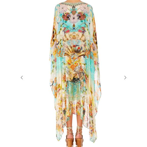 ❌SOLD❌ $849 Camilla 100% silk Retro’s Rainbow Long Sheer Overlay Dress coverup - Picture 2 of 16